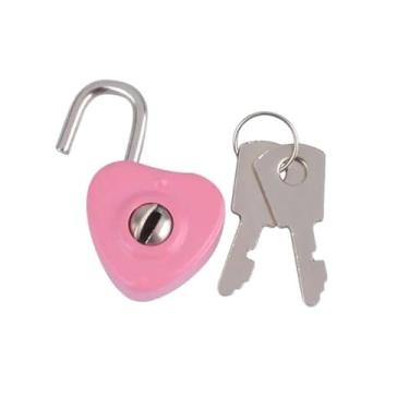 Imagem de Cadeado de livro diário 1 conjunto mini durável portátil chave de segurança cadeado em forma de coração Archaize (rosa)