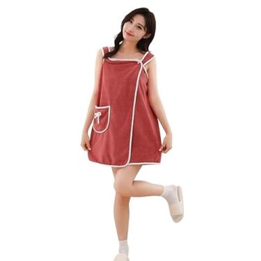 Imagem de Toalha Banhão, Saída de Banho Toalha Vestido Microfibra Macia Absorvente, para Praia, Piscina E Casa(70x140cm)(Vinho .& RYQ-01)