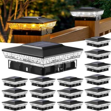 Imagem de Solar Post Cap Lights btfarm, pacote de 16, 2 modos, IP64