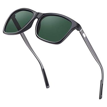 Imagem de Óculos de sol unissex HD polarizados vintage dobradiças de mola armação de alumínio para homens/mulheres, Preto G15