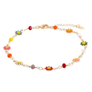 Imagem de Tornozeleira de margarida, tornozeleira de margarida acrílica de cobre premium, acessórios de joias, tornozeleira elegante, decoração de aniversário, dia de dia, presente para mulheres (colorido)
