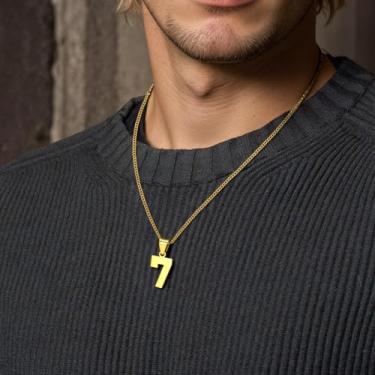 Imagem de Colar com número personalizado, pingente para basquete, beisebol, futebol, número da sorte, unissex,, F, Aço inoxidável, Sem Pedra Preciosa