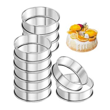 Imagem de Uncle Jack Pacote com 10 anéis de muffin ingleses enrolados duplamente, anéis de aço inoxidável, anéis de torta, redondos (10 peças de 9,5 cm)