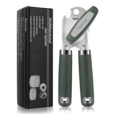 Imagem de Safring Abridor de latas manual, abridor de latas forte e resistente com alça de toque suave, lâmina afiada, borda lisa, abridores de lata com abridor de garrafas multifuncional, verde caçador