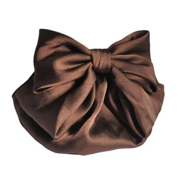 Imagem de Laço com clipe de mola elegante cabeça flor enfermeira grampo de cabelo doce grande capa de rede de cabelo enfermeira (café)