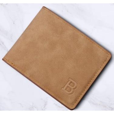 Imagem de Carteira masculina, carteira masculina dobrável de poliuretano com compartimento para vários cartões, carteira dupla masculina com zíper para viagens, trabalho, Marrom, Casual