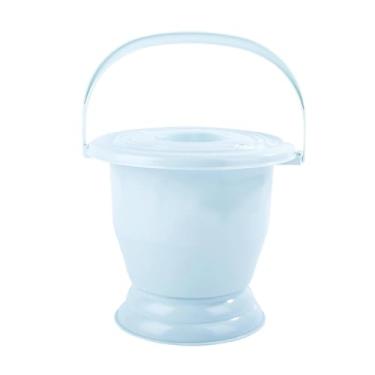 Imagem de oshhni Mictório portátil com tampa, cuspidor, vaso sanitário antiderrapante, balde de mictório de cabeceira para quarto de crianças, Azul