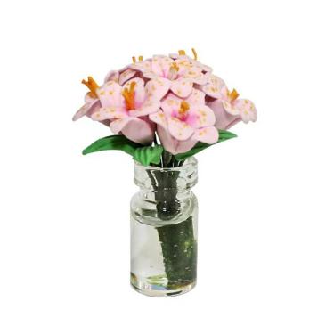 Imagem de Vaso de flores de rosas em miniatura Dollhouse Vaso de vidro em escala 1:12