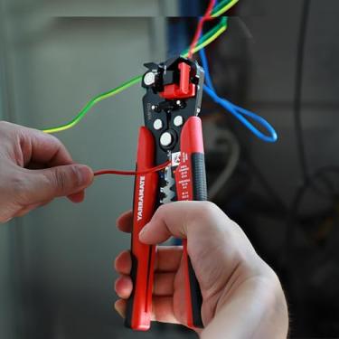 Imagem de Descascador de fios autoajustável 10-24 AWG/crimpador/cortador de fio - Ferramenta universal automática de decapagem de fios 3 em 1 | Descascador de fios multifuncional e ferramenta de crimpagem, 20