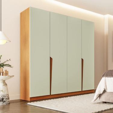 Imagem de Guarda Roupa Roupeiro 4 Portas 4 Gavetas Porto Freijó Verde Politorno Móveis
