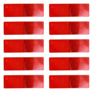 Imagem de Pacote com 10 refletores retangulares de plástico autoadesivo vermelho de 9,4 cm para caixas de correio, motocicletas, trailers, caminhões, barcos, SUVs, trailers, veículos, duráveis e resistentes às
