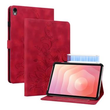 Imagem de KEFBWAO Capa para Samsung Galaxy Tab S11 2025 11 polegadas SM-X736B/SM-X730, capa de couro PU premium com fecho magnético com suporte para caneta S, vermelha