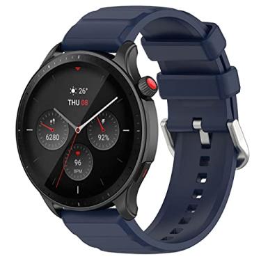 Imagem de Pulseira esportiva de 22 mm compatível com Amazfit GTR4 pulseira de silicone macio de substituição para mulheres e homens (azul)