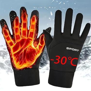 Imagem de Luvas térmicas masculinas de inverno – compatível com tela sensível ao toque com alça de pulso ajustável para ciclismo, esqui, motocicleta e esportes ao ar livre