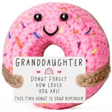 Imagem de Mini presentes engraçados de neta de donut da avó, presentes de formatura de aniversário para neta dos avós, donut de crochê positivo emocional feito à mão
