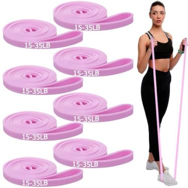 Imagem de Foilswirl 8 faixas de resistência para puxar para cima, exercícios para malhar, treinamento muscular, fisioterapia, treinamento muscular, homens e mulheres (roxo claro, 15 a 35 Ibs)
