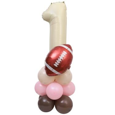 Imagem de Girls First Year Down Balloon Kit - Pink Football 1st Birthday Balloon Tower, Baby Girls First Down Birthday Decorations, Touchdown Party Photo Props, Sports Theme Balloon DIY Set