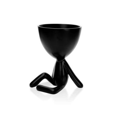 Imagem de Vaso Decorativo Bob Robert Plant Em Poliresina Preto 14,5x11x12 cm M02