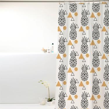 Imagem de Coina Box Pvc Abacaxis Pretos 198x180cm - Uzoo Cortina Box Pvc 1.98x1.80m Abacaxi Preto-dourado 818911