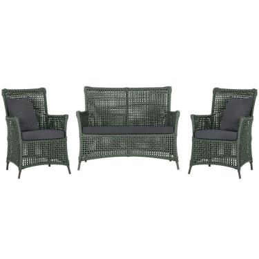 Imagem de Jogo Sofá E 2 Poltronas Igapó Alumínio Marrom E11 Trama Verde