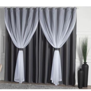 Imagem de Cortina Blackout Tecido Voil Solaris 4,00m x 2,50m Corta Luz Sala Quar