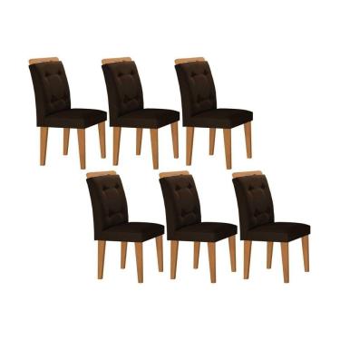 Imagem de Kit 2 Cadeiras Sala Jantar Imperatriz 6 Un Capuccino Suede Marrom Rufato