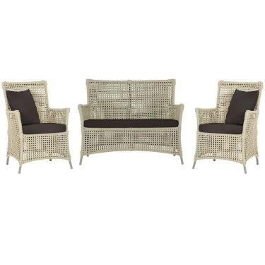 Imagem de Jogo Sofá E 2 Poltronas Igapó Alumínio Fendi E9 Trama Rami