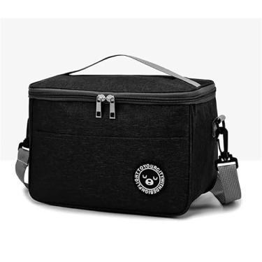 Imagem de Bolsa térmica grande portátil tecido Oxford 600D à prova de vazamento, bolsa térmica adequada para acampamento, piquenique e praia, 10 litros (preta2)