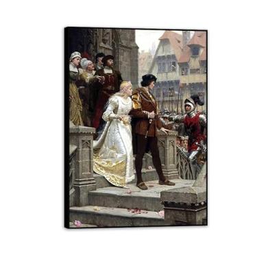 Imagem de Edmund Leighton impressão em tela Call to Arms por reproduções de pinturas famosas Edmund Leighton pôster arte de parede para sala de estar quarto decoração de parede 100 x 70 cm (83.8x71.1 cm