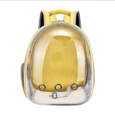 Imagem de Mochila de transporte para animais de estimação, bolsa de viagem para gatos, transparente, respirável, para viagem (Amarela 825)