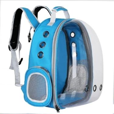 Imagem de Mochila de transporte para animais de estimação, bolsa de viagem para gatos, transparente, respirável, para viagem (Azul claro 825)
