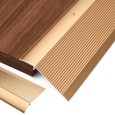 Imagem de Orechic Limite de porta de metal de alumínio para portas, rampas para portas de até 4 cm, faixa de transição acessível para cadeiras de rodas, para azulejo, madeira, vinil, pisos de concreto laminado