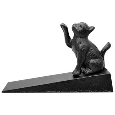 Imagem de Rolha de porta de gato vintage de ferro fundido, formato de animal fofo, resistente, para estabilidade em casa e escritório
