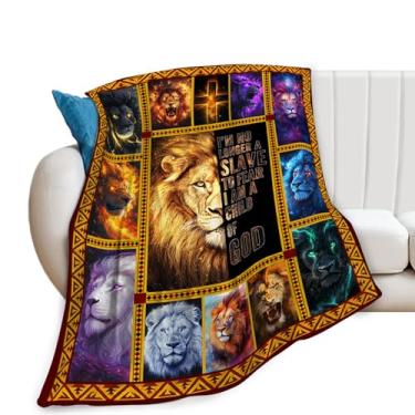 Imagem de Cobertor de leão, cobertor de leão cristão, presentes religiosos, cobertores de flanela para homens, meninos, mulheres, amantes de adultos, roupa de cama macia, presente para sofá-cama, escritório