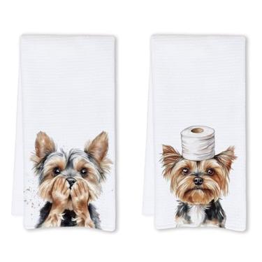 Imagem de Cabana Bro Yorkshire Terrier Presentes Toalhas de Mão de Banheiro, Presentes Yorkie para Mulheres, Toalhas de Mão Engraçadas de Cachorro Yorkie para Spa Yoga Banheiro Decoração de Banheiro, 40 x 61 cm