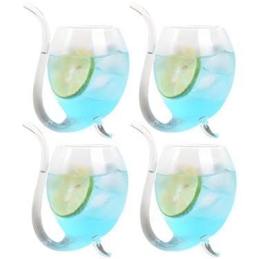 Imagem de Conjunto de 4 taças de vinho de vampiro assustador, design exclusivo de canudo curvado, ideal para inauguração de casa e festas, artigos de vidro
