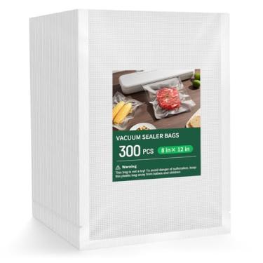 Imagem de Yutlkor Sacos seladores 20,3 x 30,5 cm, livre de BPA e resistente, saco selador a vácuo de alimentos texturizado de grau comercial, sacos grossos em relevo para armazenamento de alimentos e cozimento