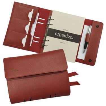 Imagem de Caderno Organizer 147-R Personalizado Raffai Couros, Vermelho