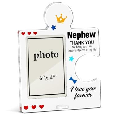 Imagem de Porta-retrato de sobrinho da tia tio, presentes emocionantes de sobrinho da tia, presente de aniversário, Natal e casamento para homens, meninos, porta-retratos de acrílico, para mesa, foto vertical