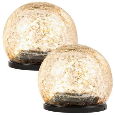 Imagem de Globe Lights, luzes decorativas de jardim de vidro rachado solar, design de esfera que muda de cor, iluminação LED de paisagem alimentada por energia solar, luzes de estaca de caminho ao ar livre à