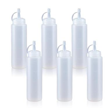 Imagem de WELKOR Garrafas de apertar para molhos, dispensador de condimentos à prova de vazamento, conjunto de garrafas de espremer de restaurante sem BPA com boca larga para ketchup, mostarda, xarope e molhos