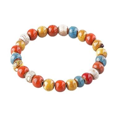 Imagem de KILIPOL Pulseira de contas de cerâmica colorida estilo étnico chinês hippie boêmio, estilo antigo e iterário, joia boêmia de praia de verão presente para mulheres presente de Natal (estilo1