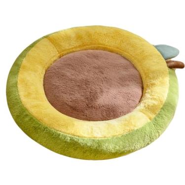 Imagem de Almofada de pelúcia redonda para cães: tapete respirável para filhotes de cachorro macio gatinho térmico portátil dormindo pequeno e médio gato