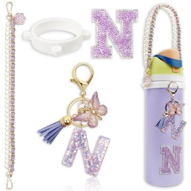 Imagem de Acessórios de letras para garrafas de água Owala – 680 g 947 g 1,134 g, com lindo pingente inicial e alça de alça, compatível com Free Sip, copo de café, Owala Kids, Sway, Stanley Cup Accessories