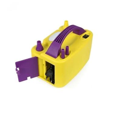 Imagem de Inflador Compressor Elétrico para Balões e Bexigas com 2 Bicos prático e eficiente design compacto encha dois objetos simultaneamente, fácil manuseio para celebrações(Amarelo)