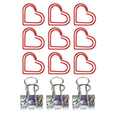 Imagem de Clipes de papel fichário grampos de metal criativo artesanato papelaria organizar documentos envelopes folhetos cartazes 15mm 60 peças (Coração Vermelho)