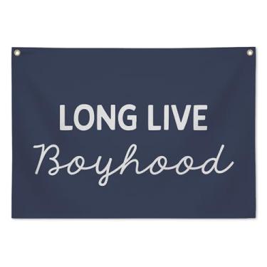 Imagem de Faixa de infância Long Live, decoração de parede de sala de jogos para quarto de crianças, placa de parede rústica de berçário para decoração de quarto de menino infantil, decoração de parede de