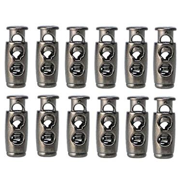 Imagem de uxcell 12 peças de travas de cabo de mola, extremidades de plástico, fecho duplo para cordões, tendas, cordões, metal preto