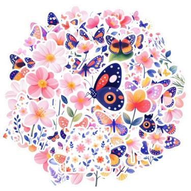 Imagem de 70 peças borboletas flores adesivos de papelaria de brinquedo borboleta para guitarra DIY bicicleta skate laptop decoração de bagagem guitarra laptop capacete skate