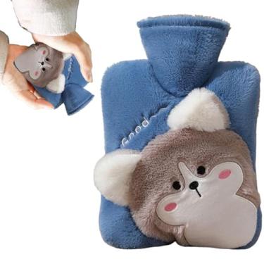 Imagem de Shakven Garrafa de água quente de inverno, bolsa de água quente | saco de água quente 1000ml garrafa de água quente de inverno,Almofada de aquecimento portátil com capa macia aquecedor de cama de